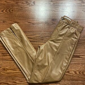Abercrombie and Fitch women’s faux leather high rise pants slits light brwn 29 8